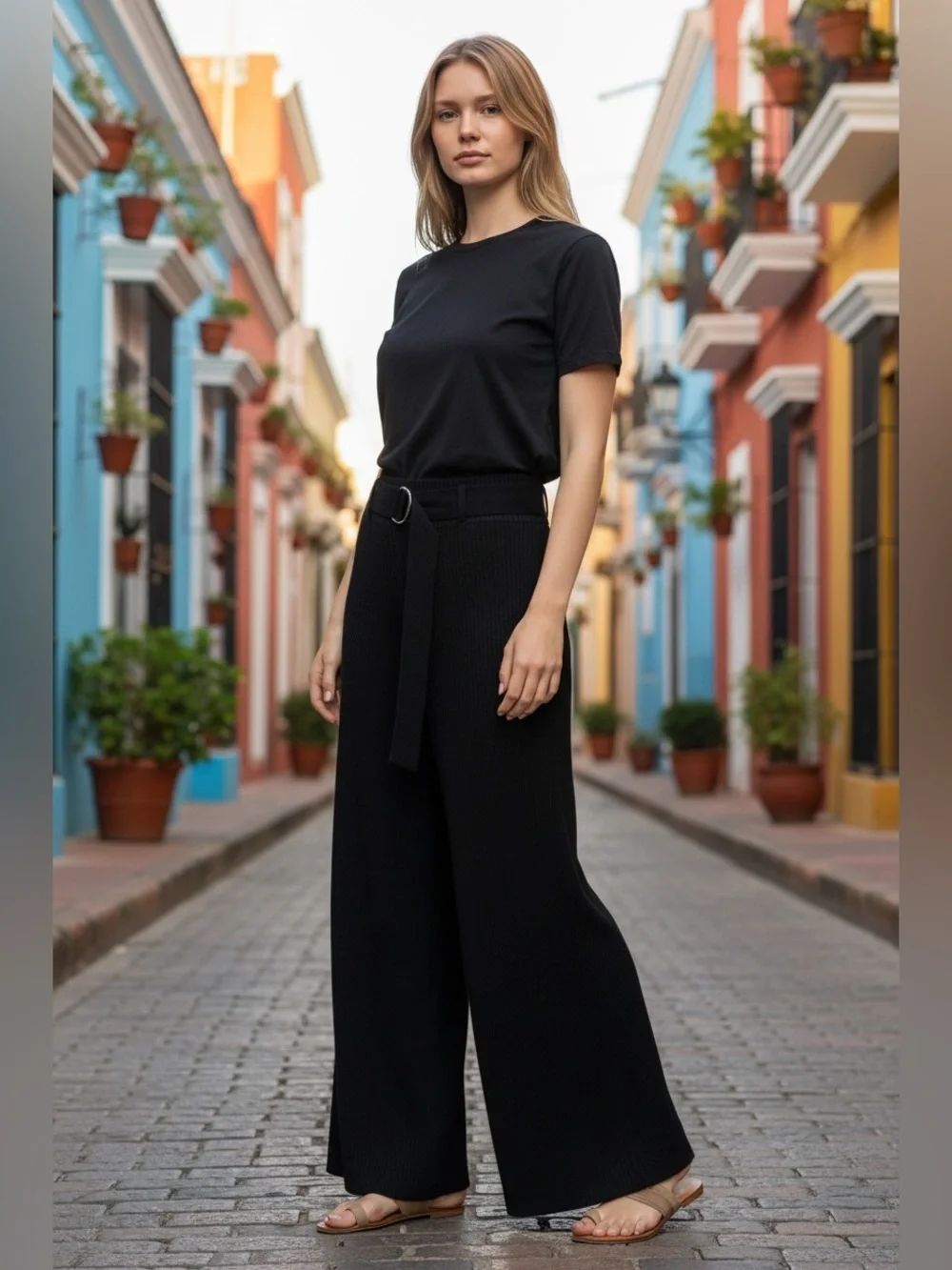 AG Black Knot Wide leg trousers pant Small
